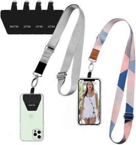 img 4 attached to 📱 OUTXE Phone Lanyard: Adjustable Neck Strap with Adhesive Pads, Nylon Cell Phone Lanyard for All Smartphones