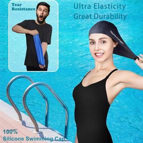 img 1 attached to 🏊 Waterproof and Tear-Proof Silicone Swim Caps for Women - Keep Hair Dry and Protected - Long Hair 2 Pack Swim Cap Set - Comfortable and Durable - Suitable for Girls 10+ Years