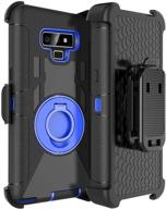 📱 fingic samsung note 9 case - hybrid holster shockproof kickstand swivel rugged bumper, full body heavy duty protective case for samsung galaxy note 9 (6.4'') 2018 - blue logo