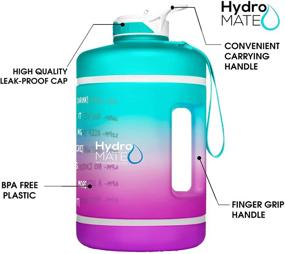 img 1 attached to 💧 HydroMATE 1 Gallon Water Bottle with Time Marker, Straw, Handle - BPA Free, Leak Proof, Reusable Jug - Encourages Daily Water Intake - Hydration Tracker - Hydro MATE 128oz