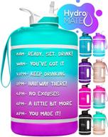 💧 hydromate 1 gallon water bottle with time marker, straw, handle - bpa free, leak proof, reusable jug - encourages daily water intake - hydration tracker - hydro mate 128oz logo