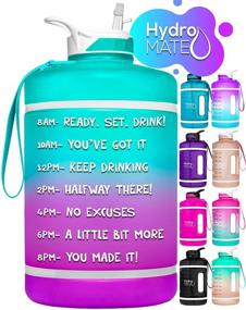 img 4 attached to 💧 HydroMATE 1 Gallon Water Bottle with Time Marker, Straw, Handle - BPA Free, Leak Proof, Reusable Jug - Encourages Daily Water Intake - Hydration Tracker - Hydro MATE 128oz