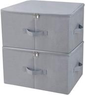 📦 dust-proof storage boxes with zip lid for closet clothing organization, breathable fabric & collapsible design, light gray (2 pcs) - ideal for seasonal garments логотип