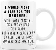 🐻 classic mugs: hilarious 'fight a bear for brother' funny coffee mug - perfect graduation, christmas, birthday, or gag gift for him - from sister, mom, dad, or a friend! logo