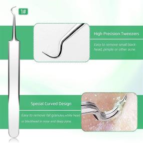 img 2 attached to 👩 Effective 5PCS Blackhead Remover Comedone Extractor: Curved Tweezers Kit, Professional Stainless Tools for Pimple Acne Blemish Removal