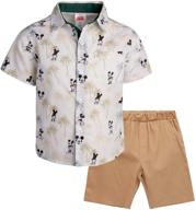 👕 adorable disney boys' mickey mouse button down shirt and short set (toddler/little kid): perfect summer outfit! logo