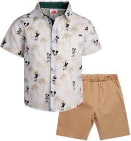 img 4 attached to 👕 Adorable Disney Boys' Mickey Mouse Button Down Shirt and Short Set (Toddler/Little Kid): Perfect Summer Outfit!