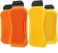 🧽 4-piece versatile silicone cleaning brush set - yellow and orange kitchen sponge dishwashing scrubbers with multi-purpose scraper - ideal for dish, kitchen, and bathroom cleaning logo