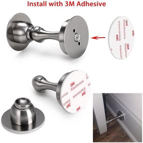 img 1 attached to Sumnacon Magnetic Door Stopper: Premium Stainless Steel Holder with 3M Adhesive Tape & Screws - Easy Floor/Wall Installation (Silver)