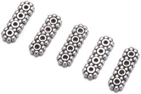 img 3 attached to 🔗 Tibetan Style Antique Silver Tone Spacer Bar Link Connectors – 100pcs Rectangle Shape with 4 Holes, Multi Strand Separator, Radial Flower Design for Jewelry Making - Pandahall