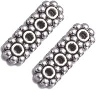 🔗 tibetan style antique silver tone spacer bar link connectors – 100pcs rectangle shape with 4 holes, multi strand separator, radial flower design for jewelry making - pandahall logo