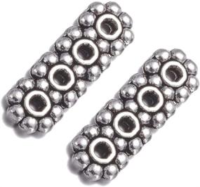 img 4 attached to 🔗 Tibetan Style Antique Silver Tone Spacer Bar Link Connectors – 100pcs Rectangle Shape with 4 Holes, Multi Strand Separator, Radial Flower Design for Jewelry Making - Pandahall