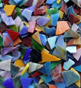 img 4 attached to 🔶 Lanyani Glass Mosaics Pieces - Assorted Colors and Shapes, 1kg/35 Ounce, Stained Glass