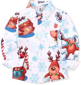 img 4 attached to 👕 OCHENTA Little & Big Boys Long Sleeve Holiday Print Button Down Shirt: A Stylish Must-Have for Festive Occasions