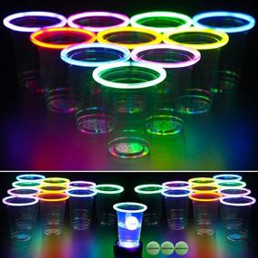 img 4 attached to 🍻 GLOWPONG Ultimate Glow-in-The-Dark Beer Pong Game Set for Nighttime Competitions – Indoor/Outdoor Fun! Includes 24 Multi-Color Glowing Cups, 4 Glowing Balls & 1 Ball Charging Unit for Glowing Shots
