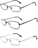 👓 eye zoom classic metal rectangular reading glasses for men and women - multi-colored frames logo