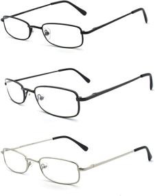 img 4 attached to 👓 EYE ZOOM Classic Metal Rectangular Reading Glasses for Men and Women - Multi-colored Frames