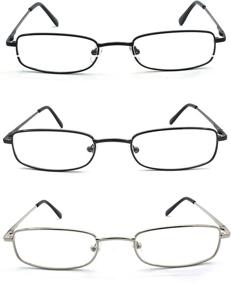 img 3 attached to 👓 EYE ZOOM Classic Metal Rectangular Reading Glasses for Men and Women - Multi-colored Frames