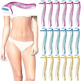 img 4 attached to Travel-ready Beauty Razors: 16-Piece Disposable Bikini Razors for Women - Durable T-Type Trimmers for Effortless Pubic Hair Removal, Body Grooming, and Cosmetic Care (Rose Red, Blue, Yellow)