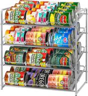 🗄️ stackable can storage dispenser - simple trending can rack organizer for kitchen cabinet or pantry - holds up to 48 cans - silver логотип