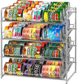 img 4 attached to 🗄️ Stackable Can Storage Dispenser - Simple Trending Can Rack Organizer for Kitchen Cabinet or Pantry - Holds up to 48 Cans - Silver