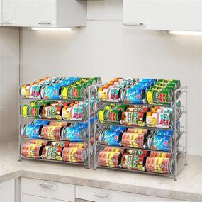 img 1 attached to 🗄️ Stackable Can Storage Dispenser - Simple Trending Can Rack Organizer for Kitchen Cabinet or Pantry - Holds up to 48 Cans - Silver