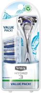 💦 convenient schick hydro 3 razor kit: 1 handle, 3 cartridges, value pack logo