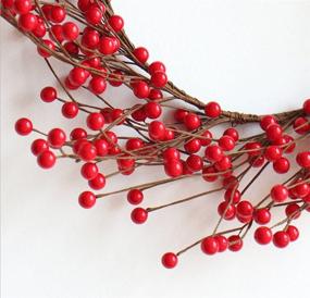 img 1 attached to 16 Inch Merry Christmas Wreath with Red Berry Garland: Festive Artificial Front Door Decoration