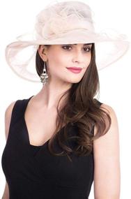 img 2 attached to 👒 Elegant Bellady Women's Organza Church Hats: Perfect Wide Brim Tea Party Hat & Kentucky Derby Fascinator Dress Cap