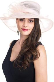 img 3 attached to 👒 Elegant Bellady Women's Organza Church Hats: Perfect Wide Brim Tea Party Hat & Kentucky Derby Fascinator Dress Cap