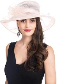 img 1 attached to 👒 Elegant Bellady Women's Organza Church Hats: Perfect Wide Brim Tea Party Hat & Kentucky Derby Fascinator Dress Cap