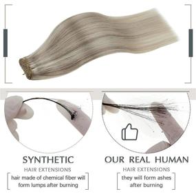 img 1 attached to 🔸 Расширения волос RUNATURE Blonde Weft - настоящие человеческие волосы, длина 20 дюймов и вес 100 г, блонд #19AP60 Расширения волос Blonde Weft Sew-in - двойные настоящие человеческие волосы Реми.