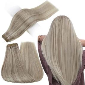 img 4 attached to 🔸 Расширения волос RUNATURE Blonde Weft - настоящие человеческие волосы, длина 20 дюймов и вес 100 г, блонд #19AP60 Расширения волос Blonde Weft Sew-in - двойные настоящие человеческие волосы Реми.