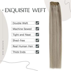 img 2 attached to 🔸 Расширения волос RUNATURE Blonde Weft - настоящие человеческие волосы, длина 20 дюймов и вес 100 г, блонд #19AP60 Расширения волос Blonde Weft Sew-in - двойные настоящие человеческие волосы Реми.