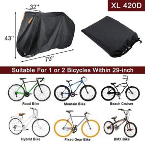 img 2 attached to 🚲 Szblnsm Waterproof Bike Cover for 1, 2 or 3 Bicycles - Outdoor Protection with 420D Heavy Duty Ripstop Material, Ideal for All Seasons