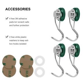 img 1 attached to Ant Mag Swivel Magnetic Hooks 50Lbs Heavy Duty Grill Magnet Hooks 4 Pack With Scratch Proof Stickers Great For Home Refrigerator Kitchen Store Grill BBQ Office Warehouse (Green)