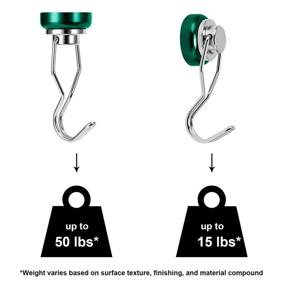 img 2 attached to Ant Mag Swivel Magnetic Hooks 50Lbs Heavy Duty Grill Magnet Hooks 4 Pack With Scratch Proof Stickers Great For Home Refrigerator Kitchen Store Grill BBQ Office Warehouse (Green)