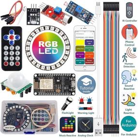 img 4 attached to 🔧 Ардуино набор ESP8266 светодиодная полоса кольца RGB 24 бита WS2812B Wi-Fi/ИК управление звуком/светом/музыкой Реакция стартер-кит - Улучшенное руководство по аналоговому часам, световым/звуковым предупреждениям/обнаружению с использованием Arduino IDE.