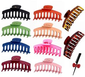 img 4 attached to GetALift 2021: 10pcs Big Hair Claw Clips for Thick, Long Curly Hair - Nonslip & Upgraded Hold - Fashion Accessories Hair Comb Included (10 colors/pack)