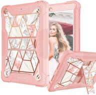 fingic ipad 6th generation case - glitter rose gold marble heavy duty shockproof kickstand rugged protective case for ipad 9.7 (2018/2017) logo