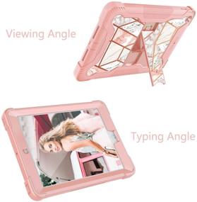 img 1 attached to Fingic iPad 6th Generation Case - Glitter Rose Gold Marble Heavy Duty Shockproof Kickstand Rugged Protective Case for iPad 9.7 (2018/2017)