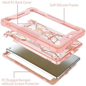 img 3 attached to Fingic iPad 6th Generation Case - Glitter Rose Gold Marble Heavy Duty Shockproof Kickstand Rugged Protective Case for iPad 9.7 (2018/2017)