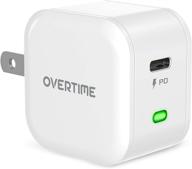 🔌 overtime 20w usb c зарядное устройство для iphone и android - быстрая pd 3.0 зарядка для iphone 13/12/pro/max, ipad pro 2020 - белый логотип