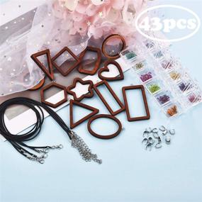 img 3 attached to 🎨 JIAYIQI 43PCS Wooden Frames Pendant Jewelry Making Kit: Stunning Red-Brown Resin Earrings & Necklace DIY Crafts