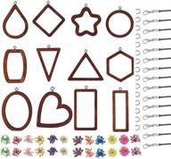 🎨 jiayiqi 43pcs wooden frames pendant jewelry making kit: stunning red-brown resin earrings & necklace diy crafts logo