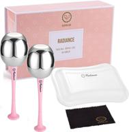 🌬️ facial skin care radiance ice globes - face globes, non-shatter, cooling cold stainless steel, cryo freeze tool roller for depuffing eyes, massage with storage case & polish cloth logo