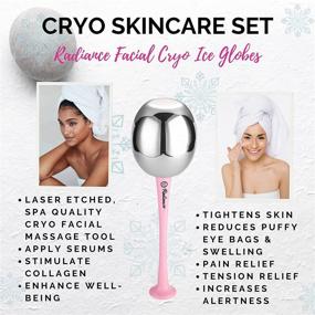 img 2 attached to 🌬️ Facial Skin Care Radiance Ice Globes - Face Globes, Non-Shatter, Cooling Cold Stainless Steel, Cryo Freeze Tool Roller for Depuffing Eyes, Massage with Storage Case & Polish Cloth