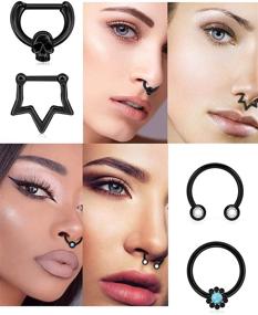 img 2 attached to 💍 Vsnnsns 16G Septum Jewelry: Stylish Stainless Steel Nose Rings for Men and Women - 10mm Size, 8-12pcs Set