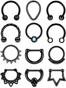 img 4 attached to 💍 Vsnnsns 16G Septum Jewelry: Stylish Stainless Steel Nose Rings for Men and Women - 10mm Size, 8-12pcs Set