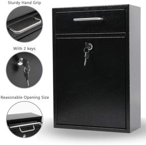 img 3 attached to 📪 KYODOLED Wall Mount Steel Key Lock Mailbox, Outdoor Locking Mailbox with Security Key Drop Box, Collection Boxes, Black Extra Large (16.2H x 11.22L x 4.72W Inches)